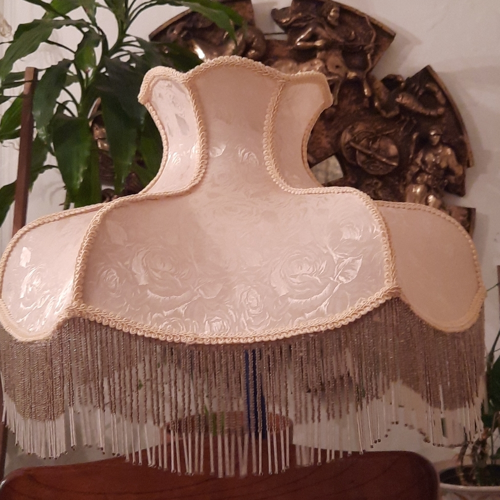 Antique style large lamp shade with fringe